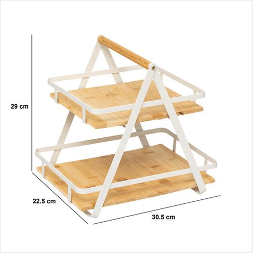 Étagère "ordera" 2 Niveaux Avec Anse En Bambou