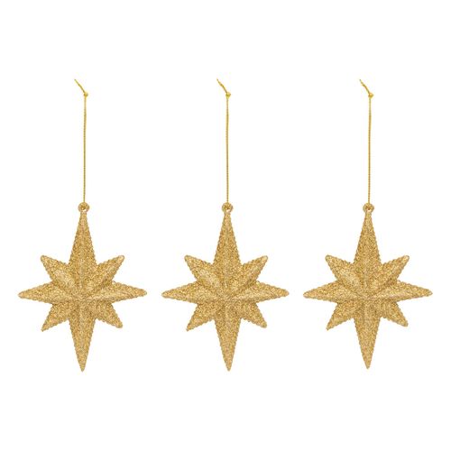 Déco De Sapin Lot De 3 Étoiles Polaires Dorés Pailletés