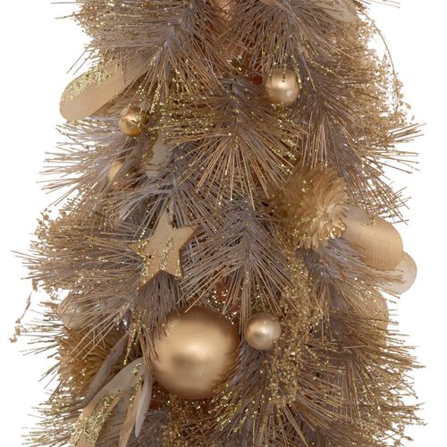 Déco De Noël Cône Avec Boules Etoiles Déco Doré Pailleté H 40 Cm