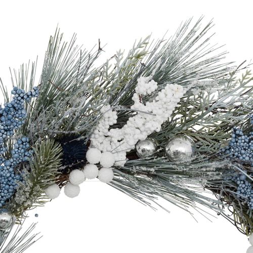 Couronne De Noël D 50 Cm Bleu Et Blanc