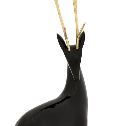 Déco Noël Renne En Résine Noir Et Doré H 40 Cm