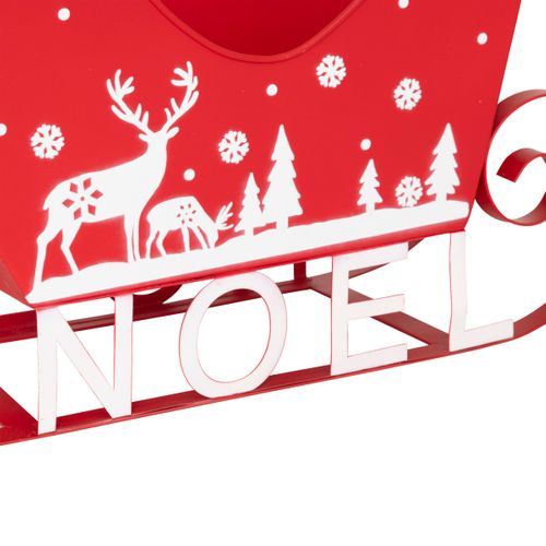 Déco Noël Traineau En Métal Rouge H 35 Cm