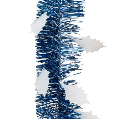 Guirlande De Noël Large 15 Cm Bleue Déco Feuilles De Houx Longueur 2 Mètres