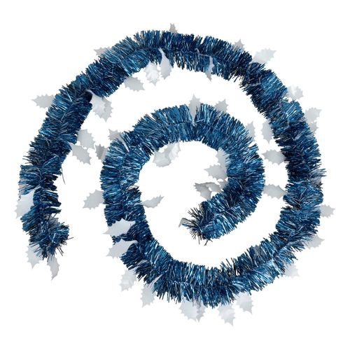 Guirlande De Noël Large 15 Cm Bleue Déco Feuilles De Houx Longueur 2 Mètres