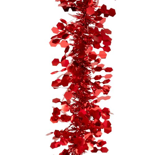Guirlande De Noël Large 10 Cm Rouge Déco Hexagones  Longueur 2 Mètres