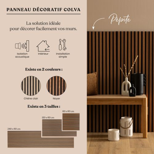 Panneau Mural Décoratif Colva Bois Foncé 240x60 Cm