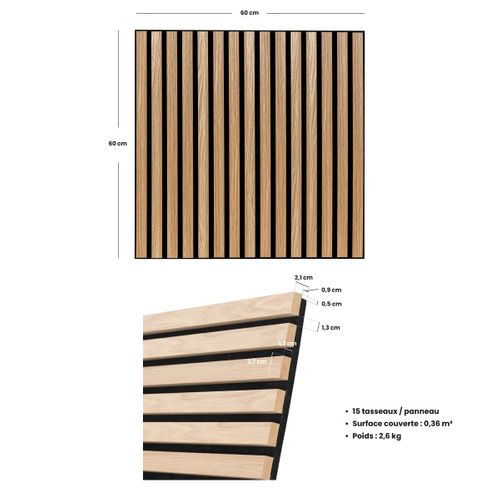 Panneau Mural Décoratif En Bois Clair 60 X 60 Cm