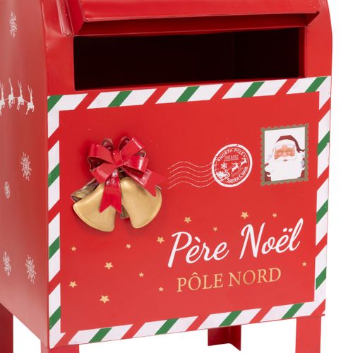 Boîte Aux Lettres Père Noël En Métal Rouge Imprimé H 34 Cm
