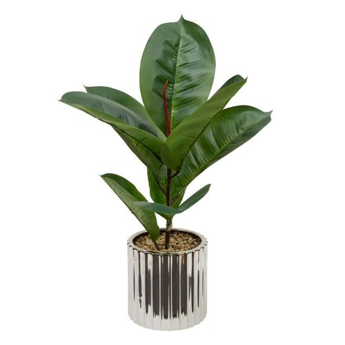 Ficus Artificiel En Pot "sky" 54cm Vert et Argent