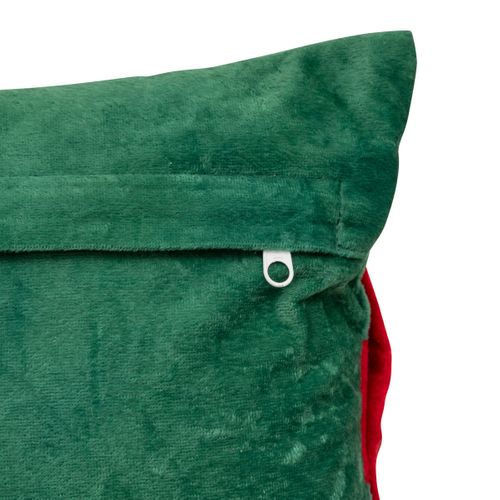 Coussin De Noël Vert Nœud Rouge Façon Paquet Cadeau 30 X 50 Cm