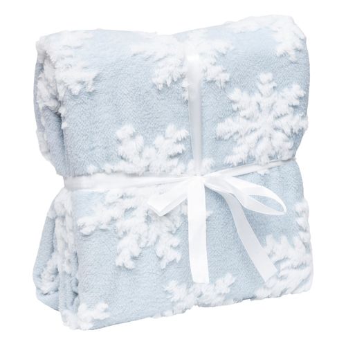 Plaid De Noël Motifs Flocons - 130 X 180 Cm - Bleu