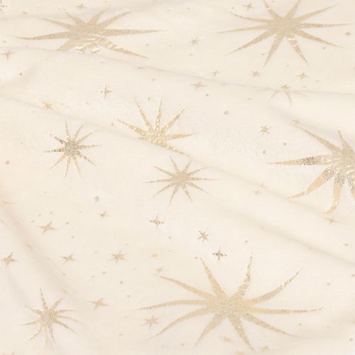 Déco De Noël Tapis Pour Pied De Sapin Ivoire Motif Étoiles Dorées D 90 Cm