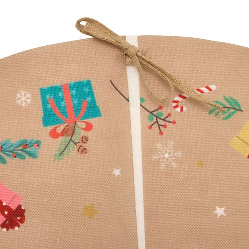 Tapis Pour Sapin De Noël Effet Jute Père Noël - Diam 90 Cm - Beige