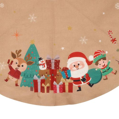 Tapis Pour Sapin De Noël Effet Jute Père Noël - Diam 90 Cm - Beige