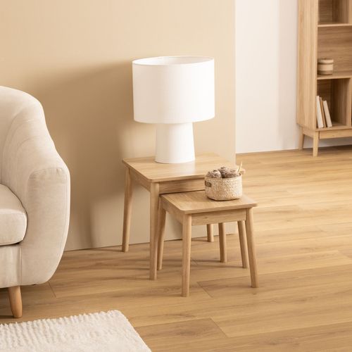 Ensemble De 2 Tables à Café Gigognes Effet Bois Naturel Abana - Beige