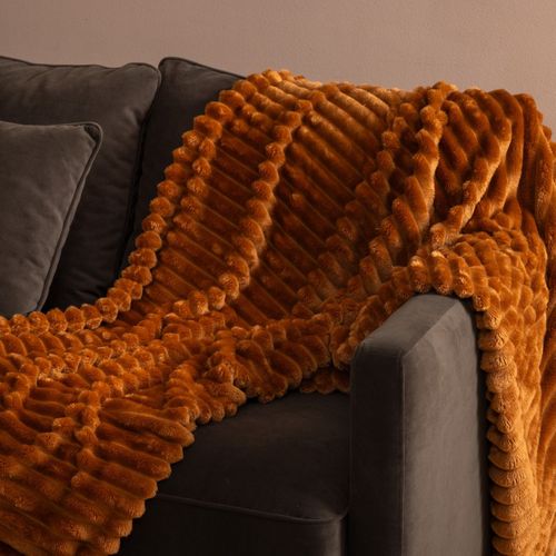 Plaid Côtelé Flanelle Fourrure 130 X 170 Cm