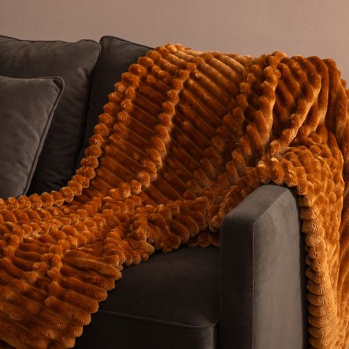 Plaid Côtelé Flanelle Fourrure 130 X 170 Cm