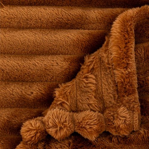 Plaid Côtelé Flanelle Fourrure 130 X 170 Cm