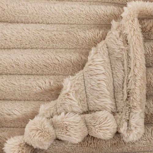 Plaid Côtelé Flanelle Fourrure 130 X 170 Cm