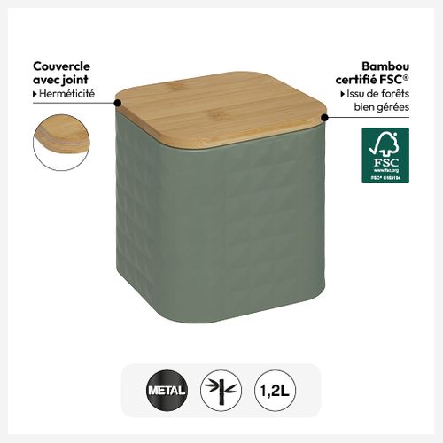 Boîte De Conservation "sensia" En Métal 1,2l