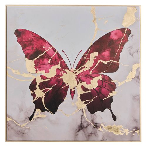 Toile Imprimée Papillon Hilo 60x60 Cm - Rose