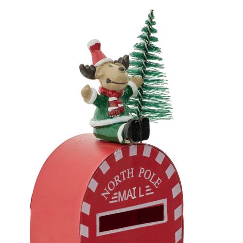Déco Noël Petite Boîte Aux Lettres En Métal Imprimé H 14 Cm