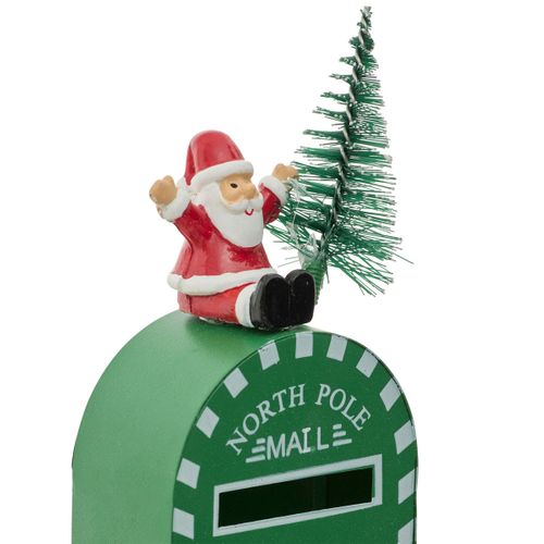 Déco Noël Petite Boîte Aux Lettres En Métal Imprimé H 14 Cm