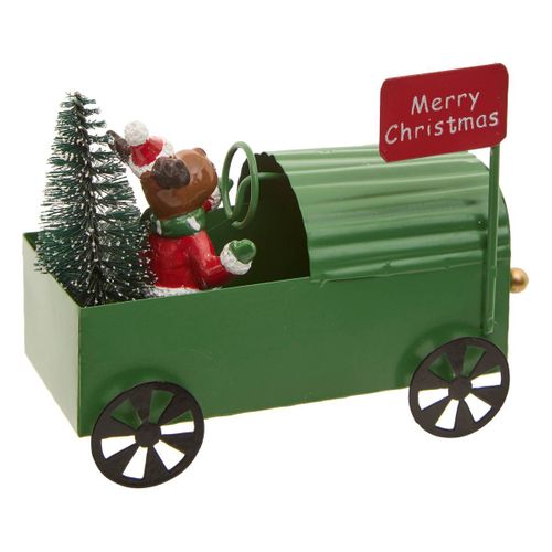 Déco Noël Petite Voiture En Métal H 11 Cm