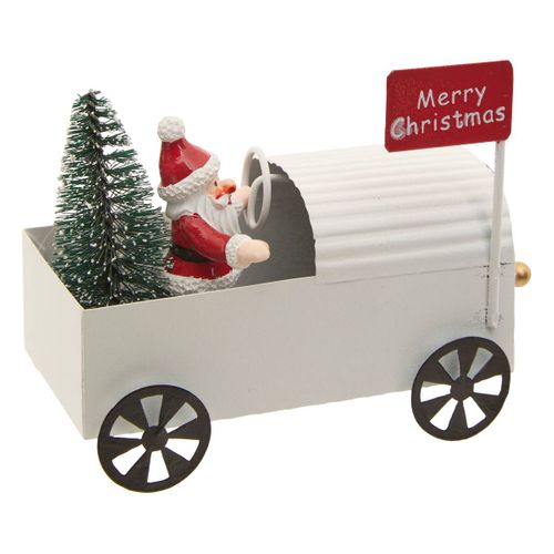 Déco Noël Petite Voiture En Métal H 11 Cm