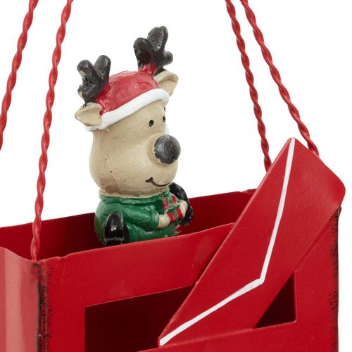 Déco Noël Petite Boîte Aux Lettres Forme Sac En Métal Imprimé H 14 Cm