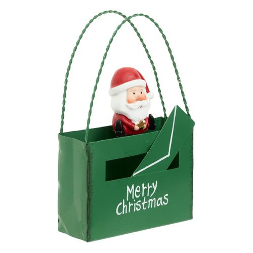 Déco Noël Petite Boîte Aux Lettres Forme Sac En Métal Imprimé H 14 Cm