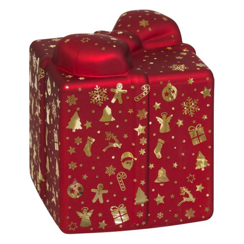 Déco De Noël Lumineuse Paquet Cadeau En Verre 10 LED H 14 Cm