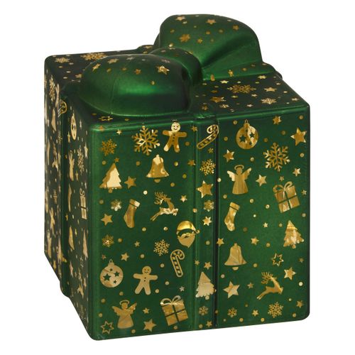 Déco De Noël Lumineuse Paquet Cadeau En Verre 10 LED H 14 Cm