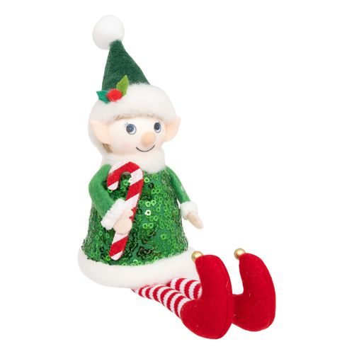 Déco De Noël Lutin Assis H 21 Cm