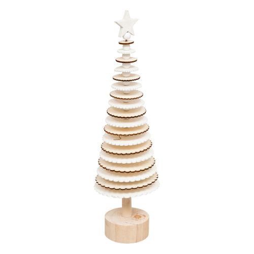 Sapin De Noël En Bois Blanc Et Naturel H 36 Cm