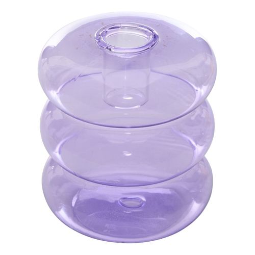 Bougeoir Pool En Verre 9x9x10,5cm Violet
