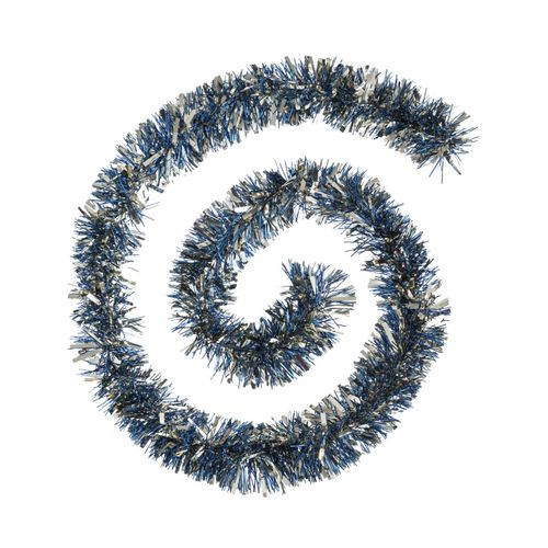 Guirlande De Noël Large 10 Cm Bleu Et Or Longueur 2 Mètres