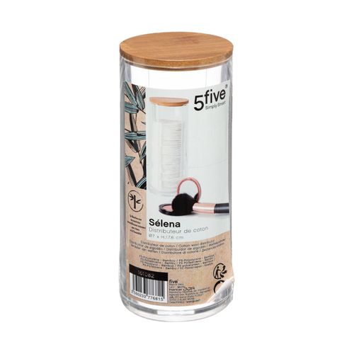 Distributeur  à Coton Avec Couvercle En Bambou