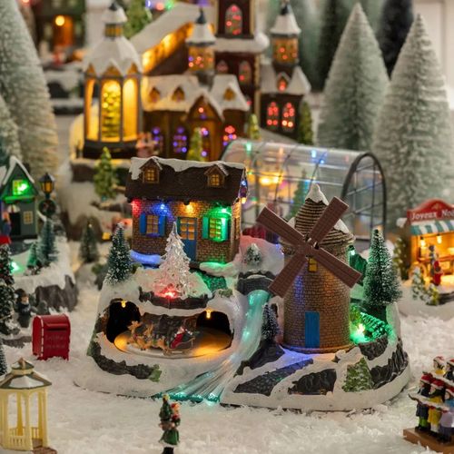 Village De Noël XL Musical Lumineux Animé – Occasion (grande Roue Fonctionne Mais Lumières HS)