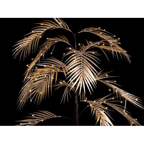 Déco De Noël Arbre Lumineux Palmier Feuilles Dorées 120 LED Blanc Chaud H 120 Cm