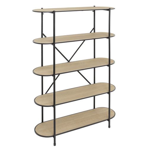 Etagère Bibliothèque Design Industriel Timeo - L. 100 X H. 150 Cm - Noir