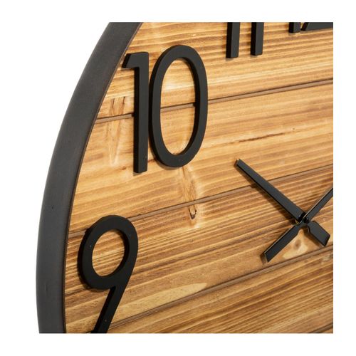 Grande Pendule Murale Silencieuse En Bois Et Métal 3d D 70 Cm