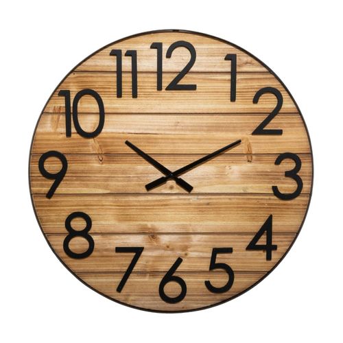 Grande Pendule Murale Silencieuse En Bois Et Métal 3d D 70 Cm