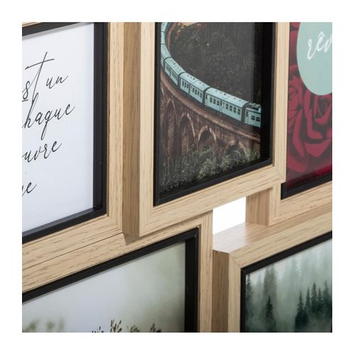 Cadre Pêle-mêle Multivues En Bois Et Verre 10 Photos 58 X 49 Cm