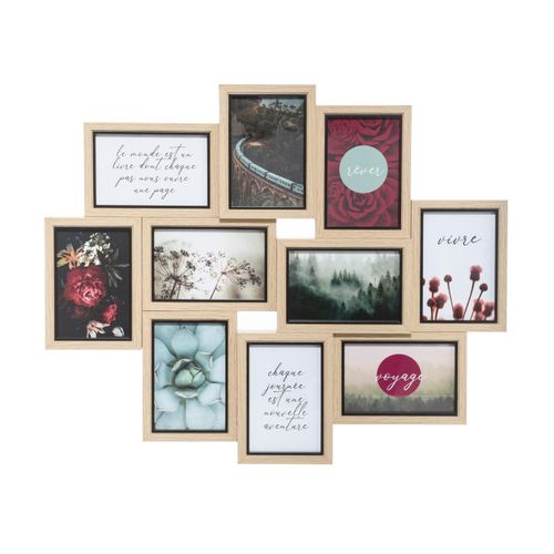 Cadre Pêle-mêle Multivues En Bois Et Verre 10 Photos 58 X 49 Cm