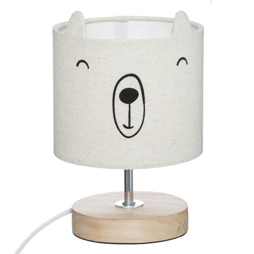 Lampe Enfant "ourson" - Coton et Bois H21 Cm