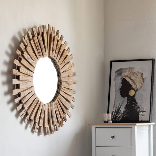 Grand Miroir Mural En En Bois Flotté D 88 Cm