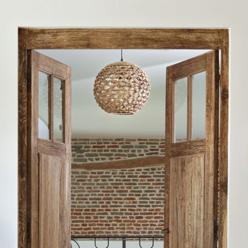 Luminaire Suspension En Fibre Naturelle D 38 Cm