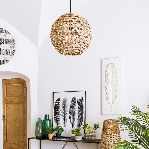 Luminaire Suspension En Fibre Naturelle D 38 Cm