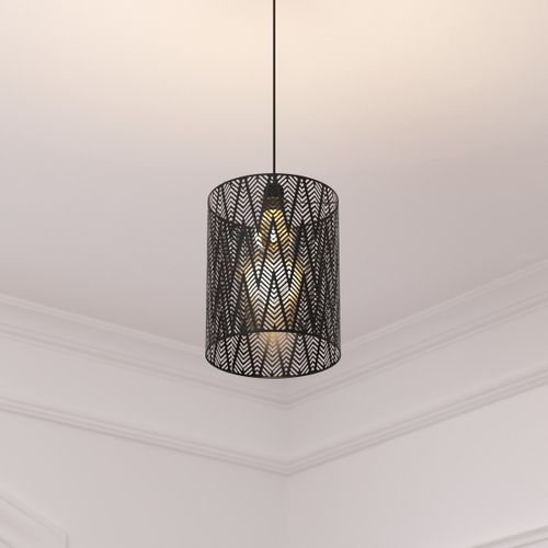 Luminaire Suspension En Métal Noir Ajouré D 24,5 Cm